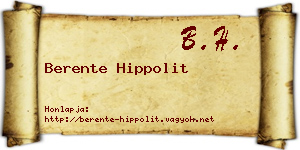 Berente Hippolit névjegykártya